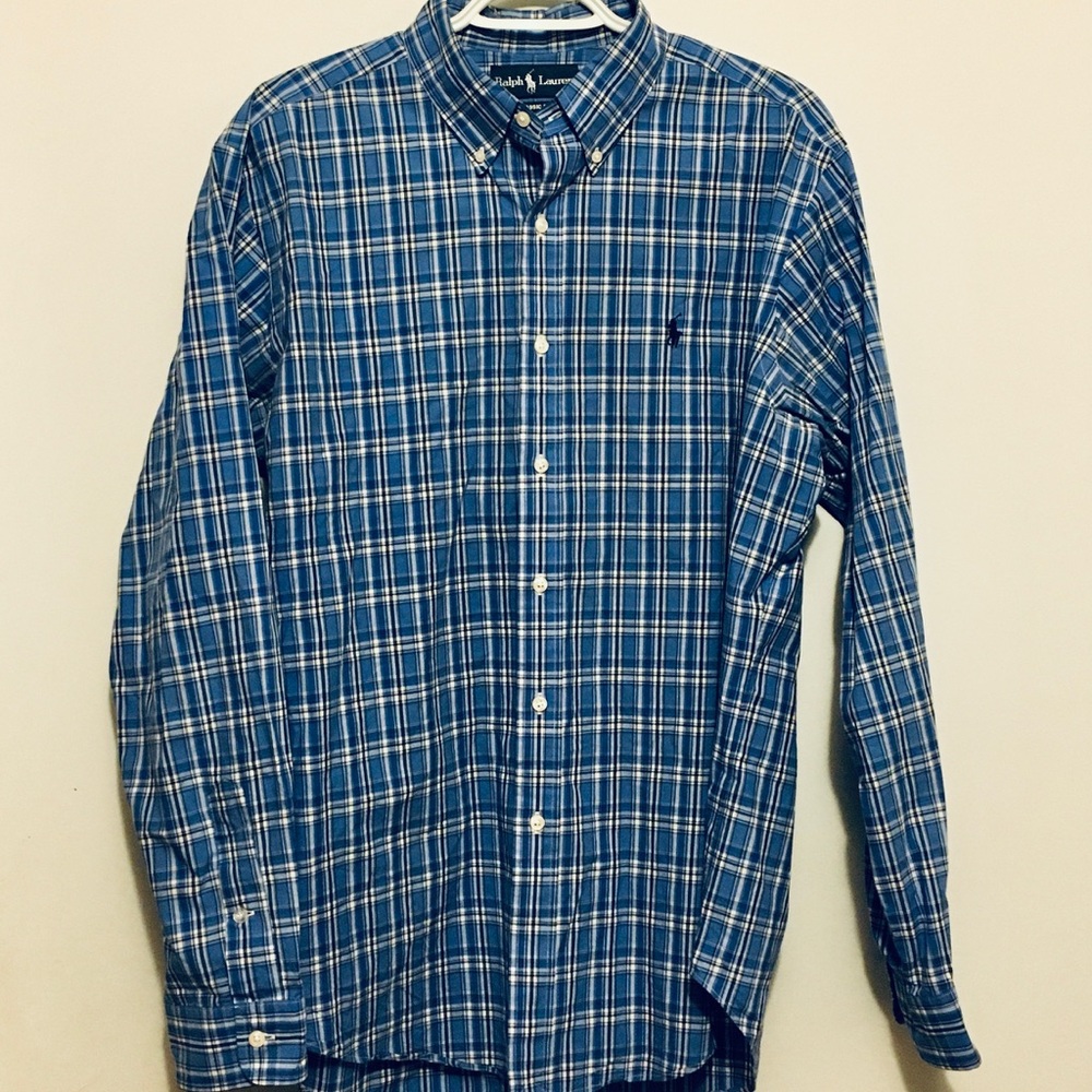 Ralph Lauren Large Mens Blue Button Up Dress Shirt